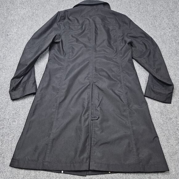 Lands End Trench Coat Women Medium 10-12 Black Button Up Weather Resistant Fall - Picture 3 of 8